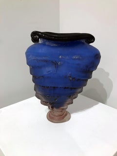 "Blue Cyclone", Abstract, Glass, Sculpture, Vase, Form, Design