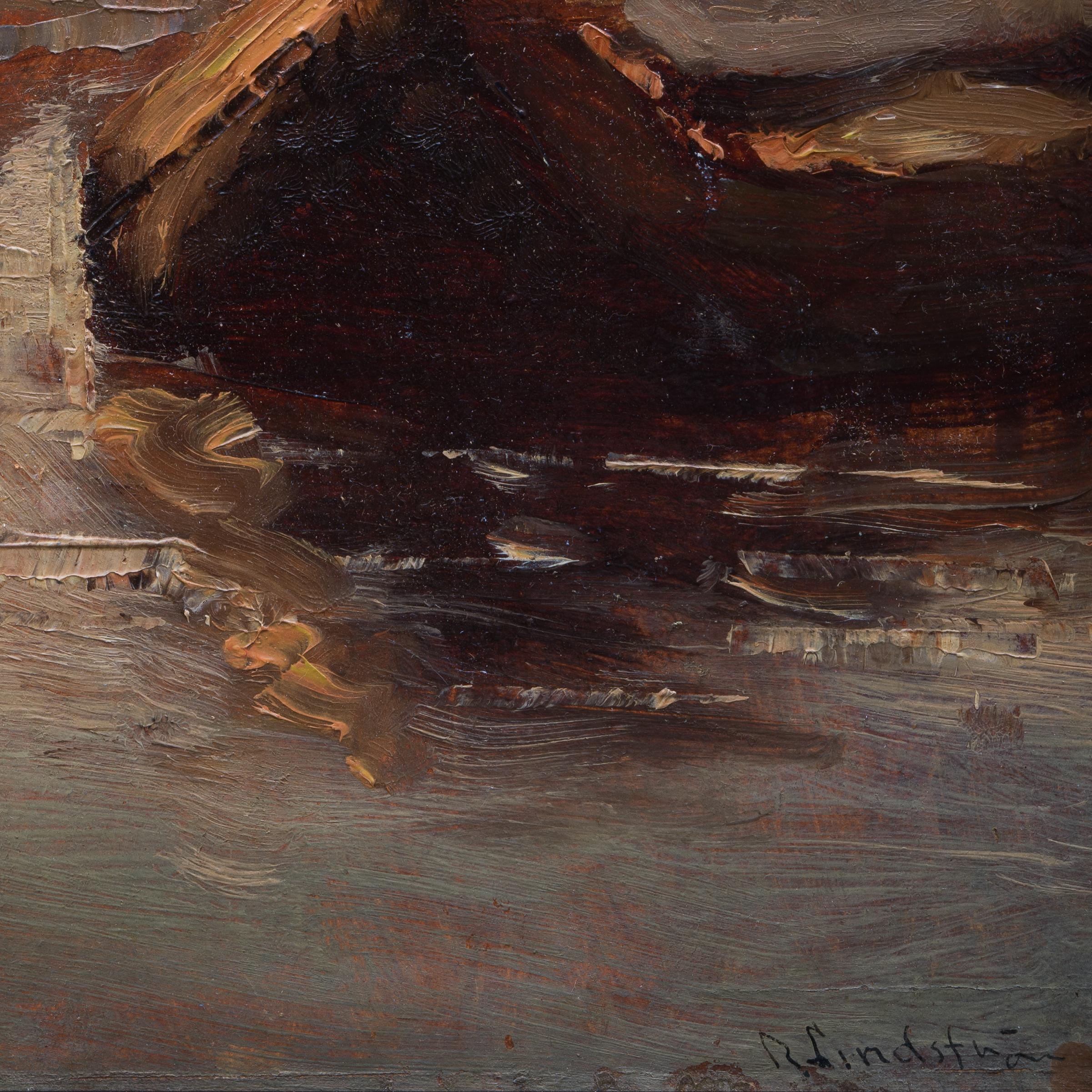 Scena di canale, forse Parigi. Dipinto all'inizio del 1900 - Painting Postimpressionismo di Rikard Lindström