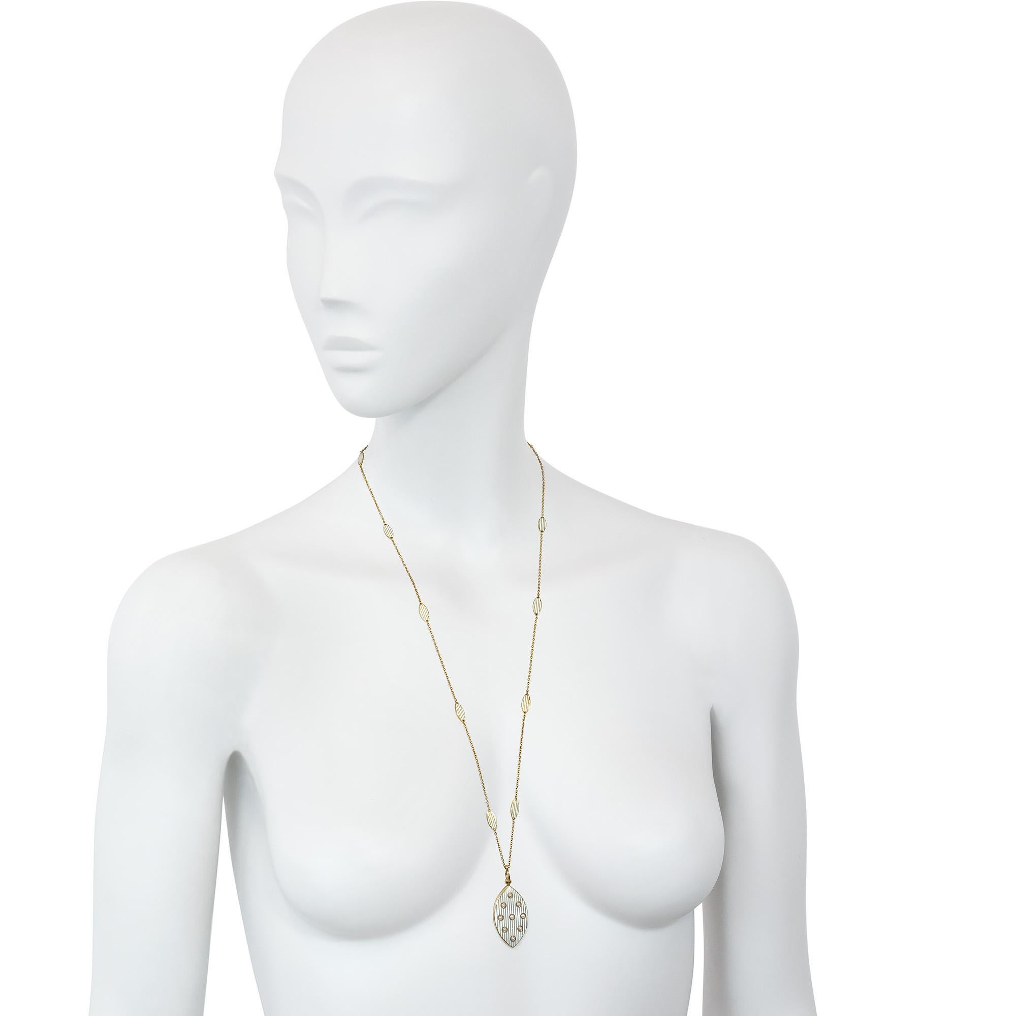 Riker Bros. Antique Gold, White Enamel, and Pearl Locket and Chain Necklace For Sale 1