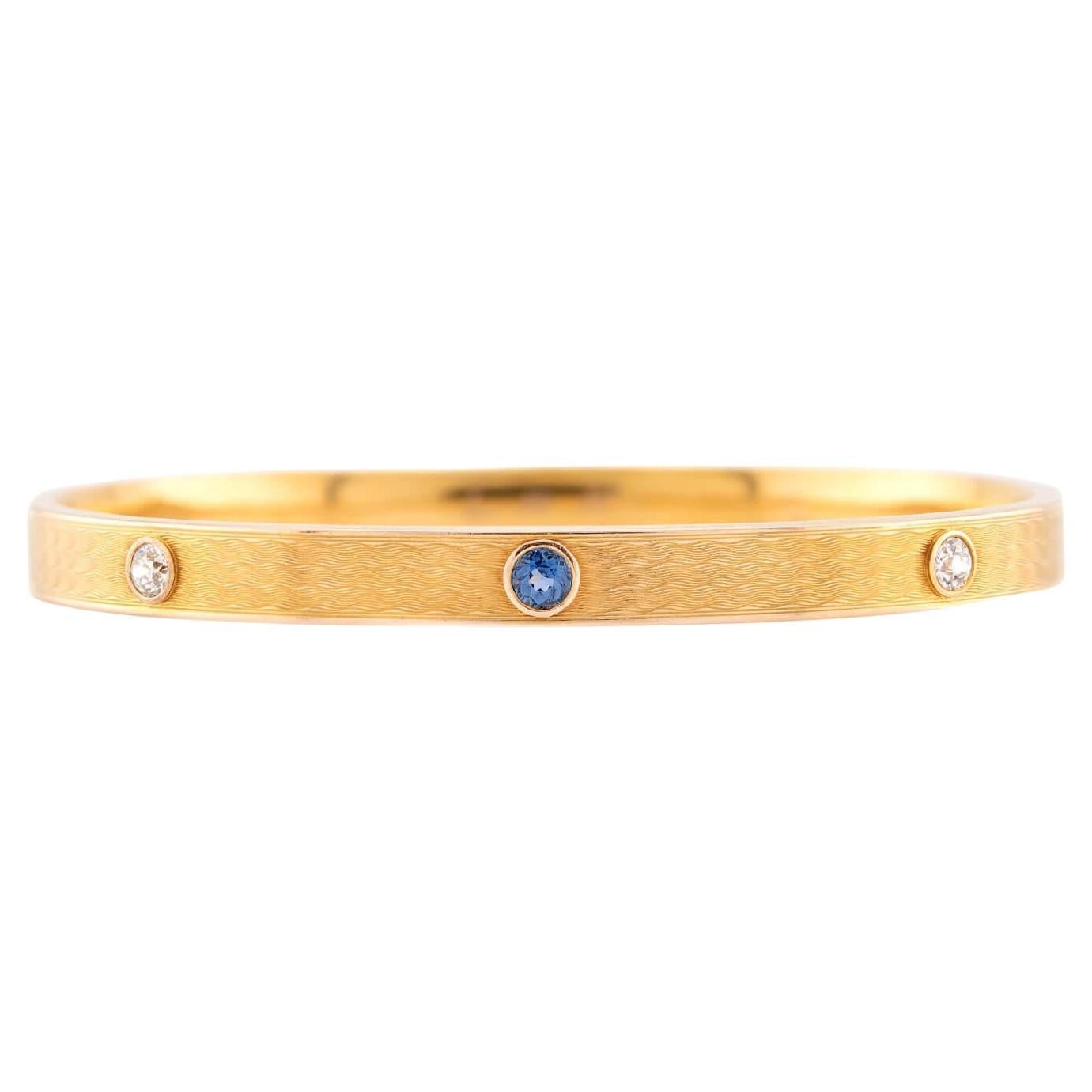 RIKER BROS. Bracciale in stile Art Nouveau con zaffiri e diamanti in 14 carati in vendita