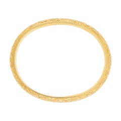Riker Bros. Art Nouveau 14kt Etched Floral Bangle Bracelet