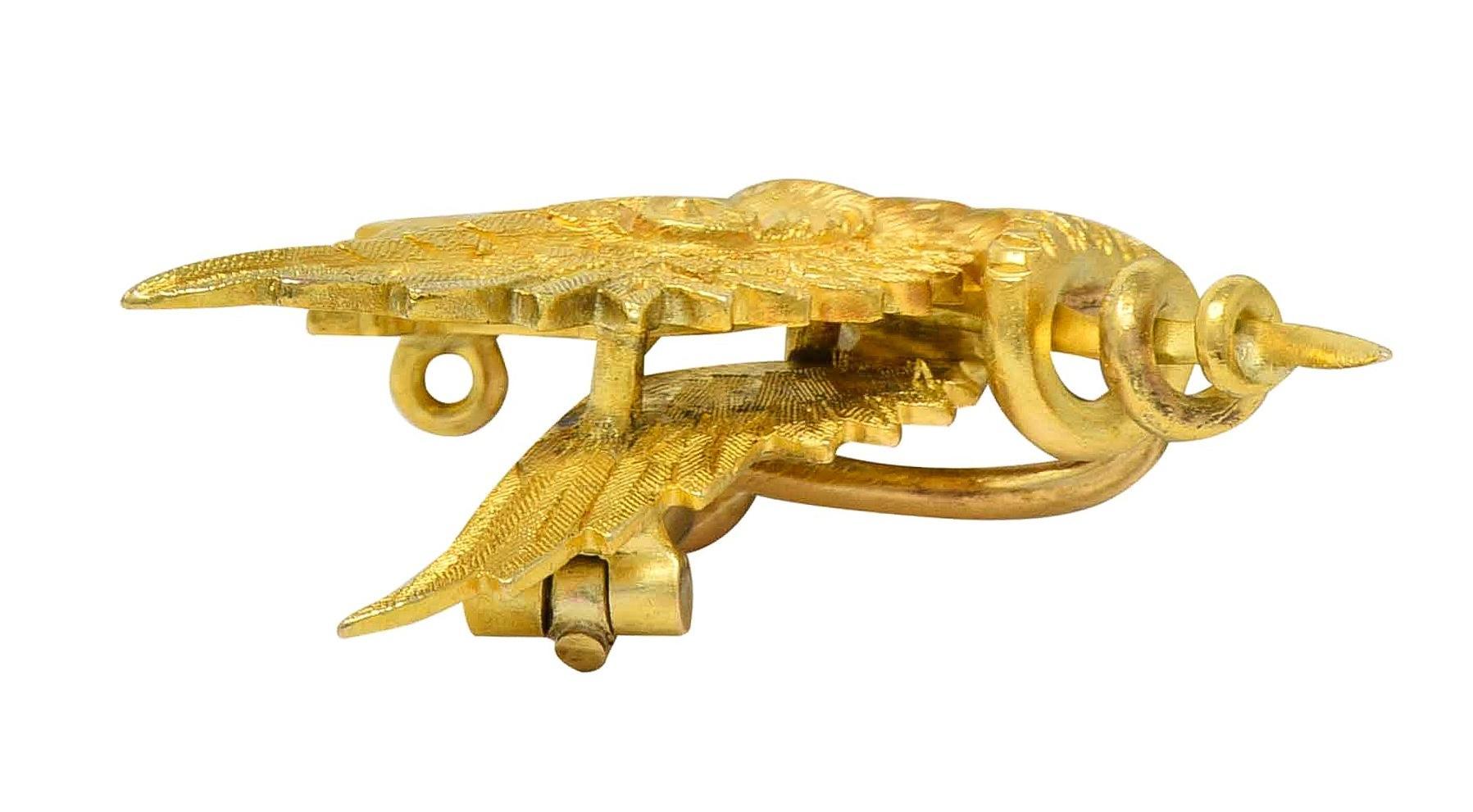 Arte Antiques Garnet 14K Gold Dragon Sword Antique Pendentif Broche en vente 1