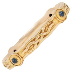 Riker Bros Nouveau 3.76 CTW Sapphire 14 Karat Gold Antique Belt Bangle Bracelet