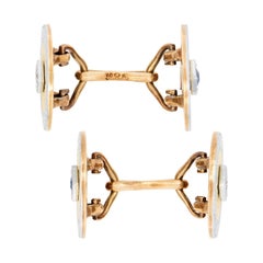 RIKER BROS Victorian 14k and Platinum Diamond and Topaz Cufflinks