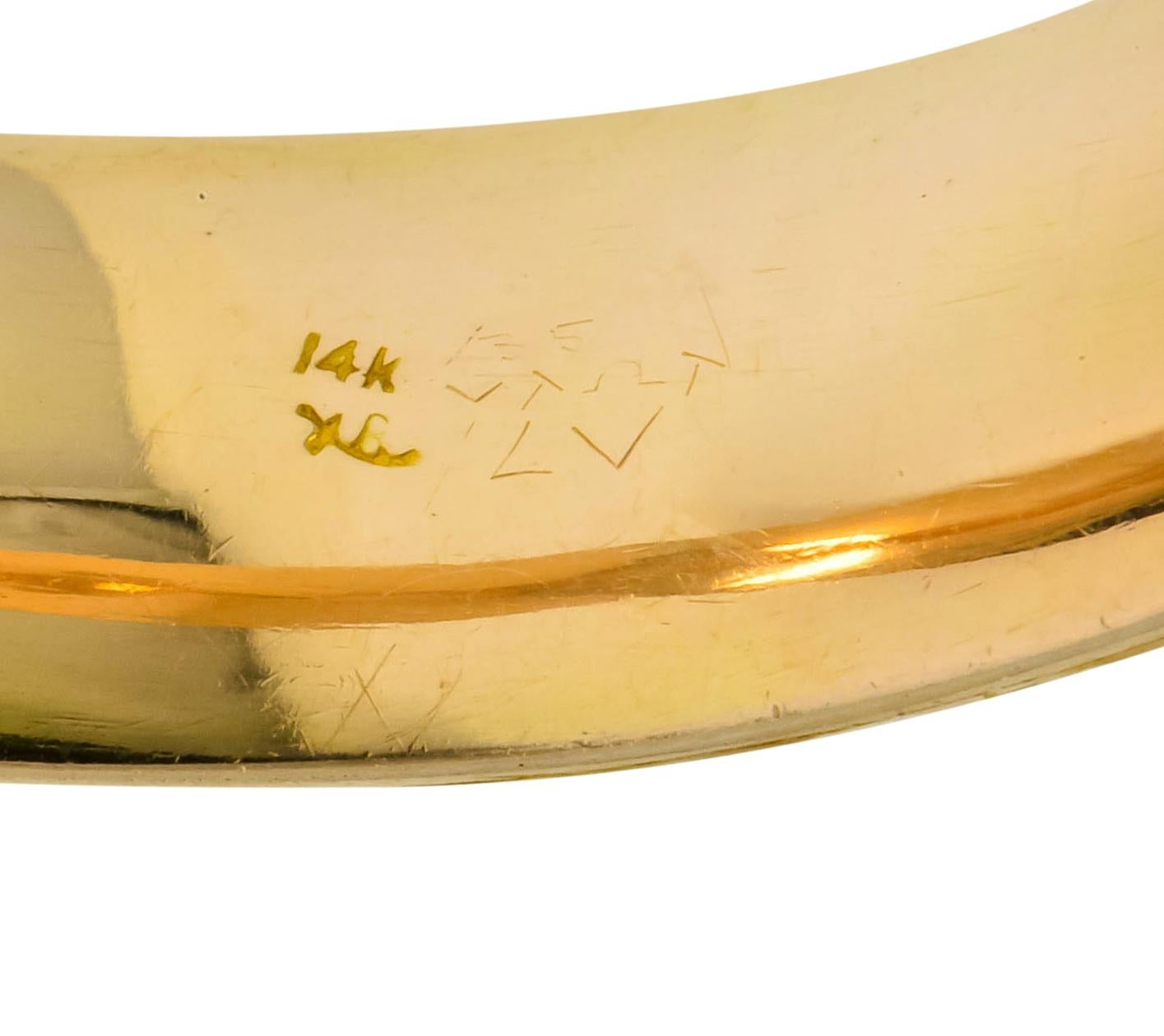 Riker Brothers Art Nouveau 14 Karat Gold Floral Bangle Bracelet 3