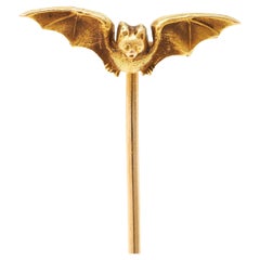 Riker Brothers Art Nouveau 14 Karat Yellow Gold Antique Bat Stickpin