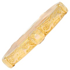 Riker Brothers Art Nouveau 14 Karat Yellow Gold Antique Dragon Bangle Bracelet