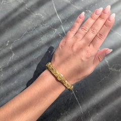 Bracciale Riker Brothers Art Nouveau in oro giallo 14 carati con rondine antica