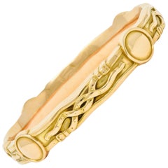 Riker Brothers Art Nouveau 14 Karat Yellow Gold Buckle Bangle Bracelet