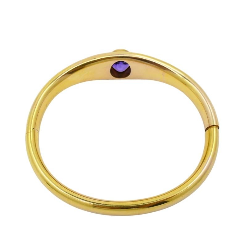 Riker Brothers Art Nouveau 14k Gold Bangle Amethyst Bracelet 3