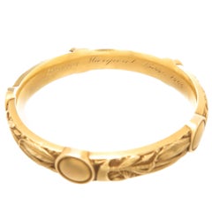 Riker Brothers Art Nouveau 18 Karat Gold Native American Theme Bangle Bracelet