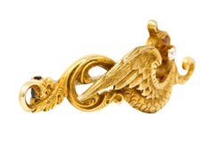Riker Brothers Art Nouveau Broche pendentif dragon serpent en or 14 carats et diamants