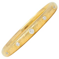 Riker Brothers Art Nouveau European Diamond 18K Antique Floral Armspange Armband