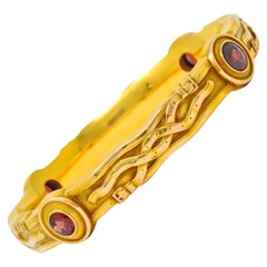 Riker Brothers Art Nouveau Garnet 14 Karat Gold Belt Bangle Bracelet