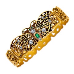 Riker Brothers Art Nouveau Handmade Butterfly Bracelet