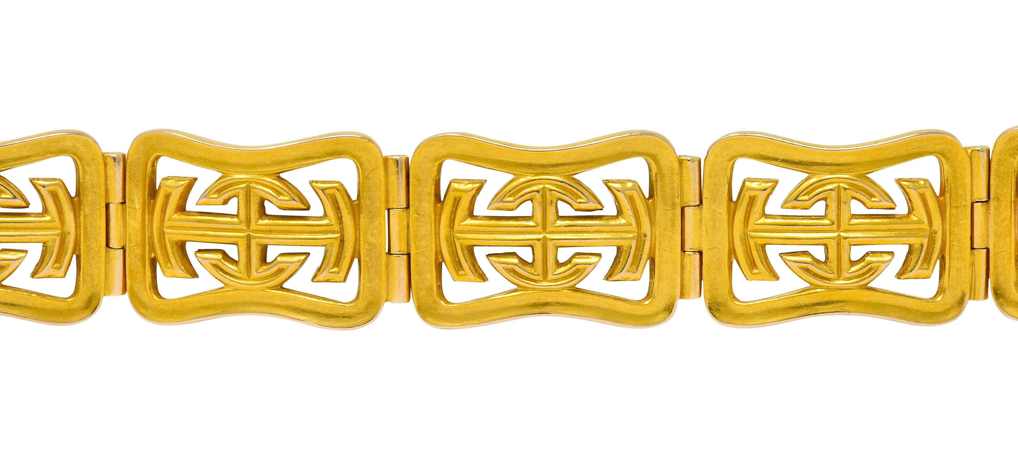 Riker Brothers, Art Nouveau Ruby Diamond 14 Karat Gold Serpent Dragon Bracelet 2