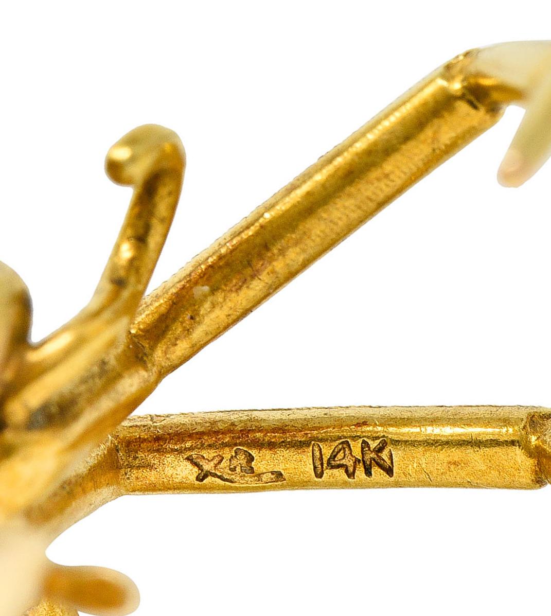 Riker Brothers Jugendstil-Brosche, Emaille Diamant Rubin 14 Karat Gold Spinne im Angebot 6