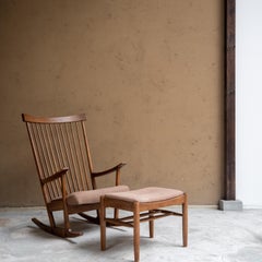 Riki Watanabe, Rocking Chair and Ottoman Set, Japan, 1980s