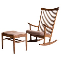 Riki Watanabe, Rocking Chair and Ottoman Set, Japan, 1980s