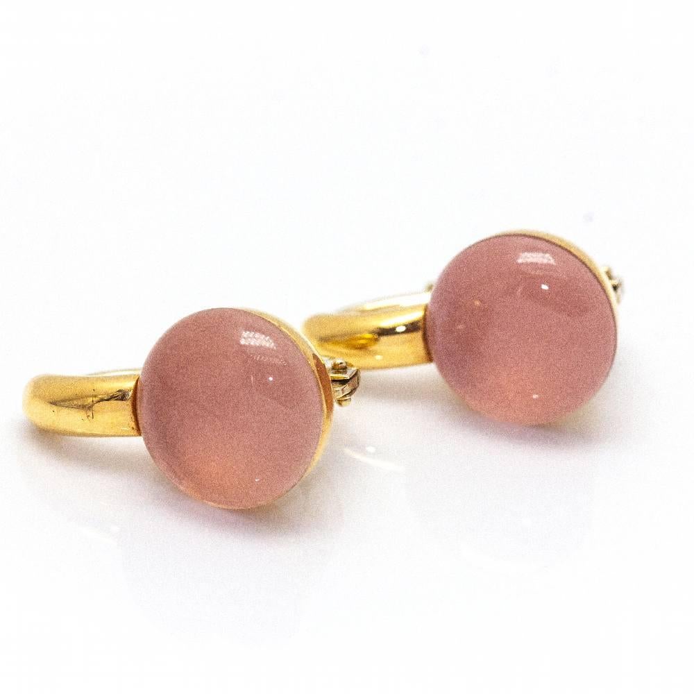 Women's RIKIO Earrings in Gold and Rose Quartz For Sale
