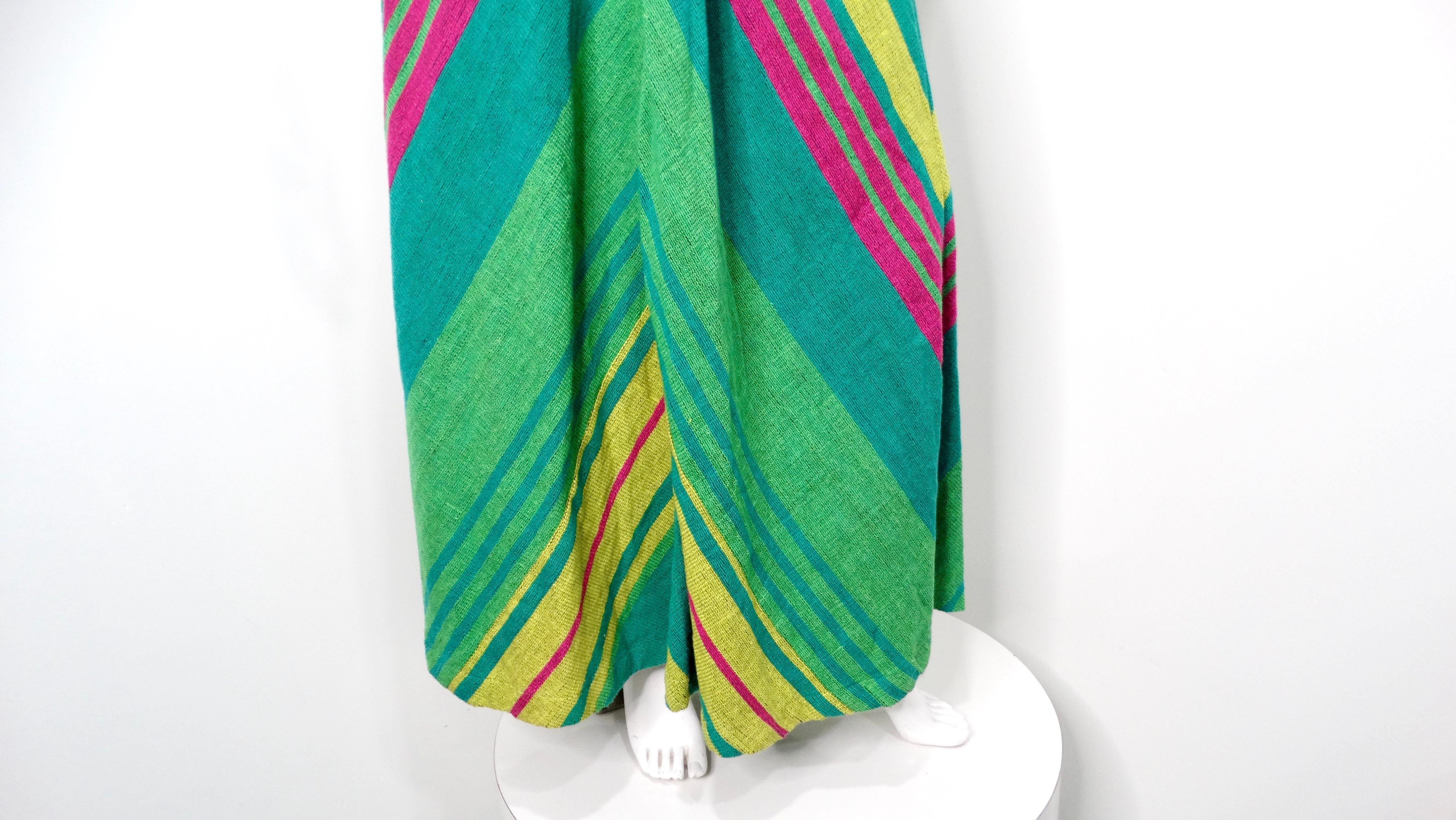 Donna Rikma 1970s Greene & Greene Multicolore Macrame Handmade Cotton Halter Maxi Dress