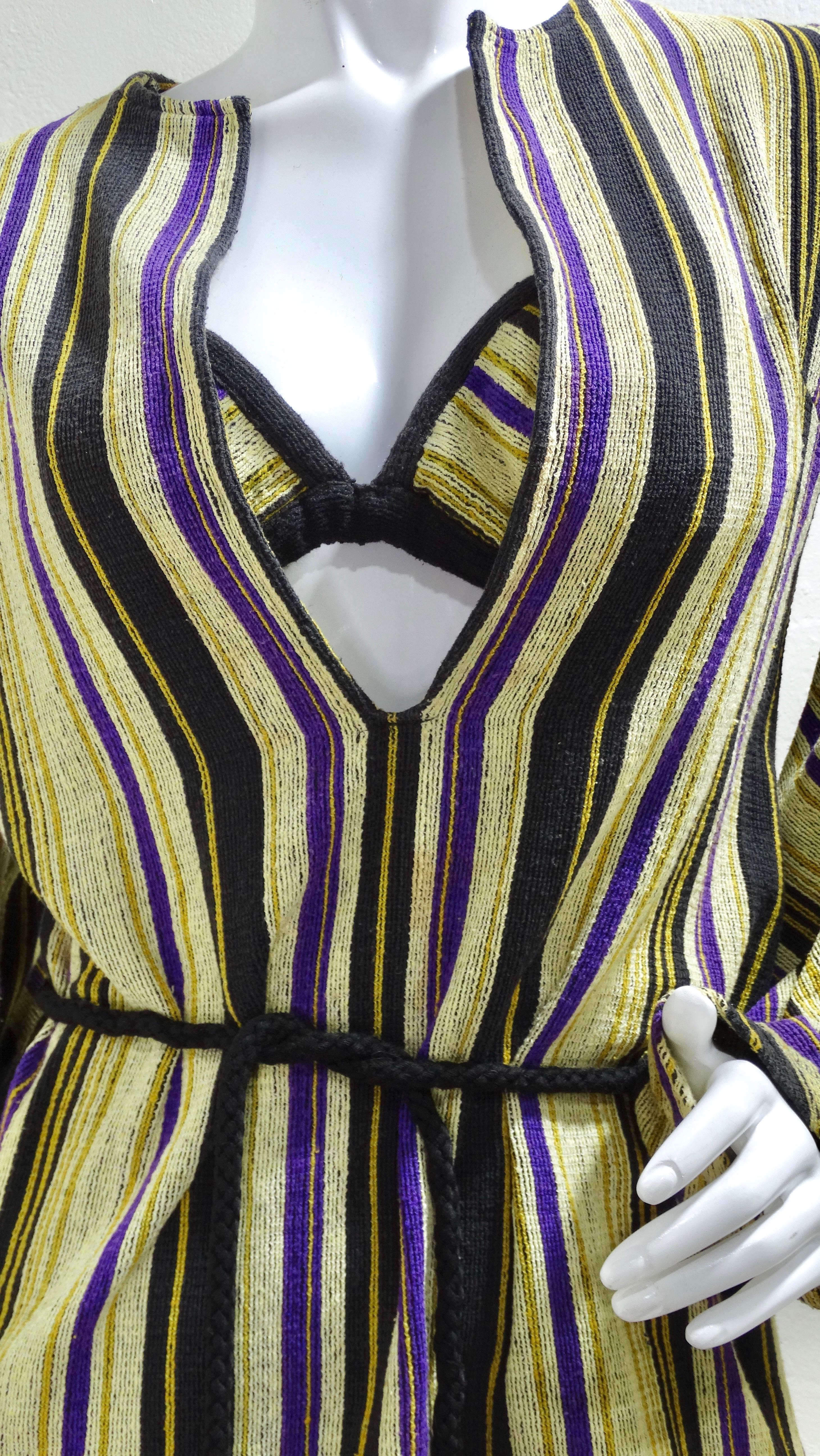 Rikma Angel Wing 1970's Striped Dress In Good Condition For Sale In Scottsdale, AZ