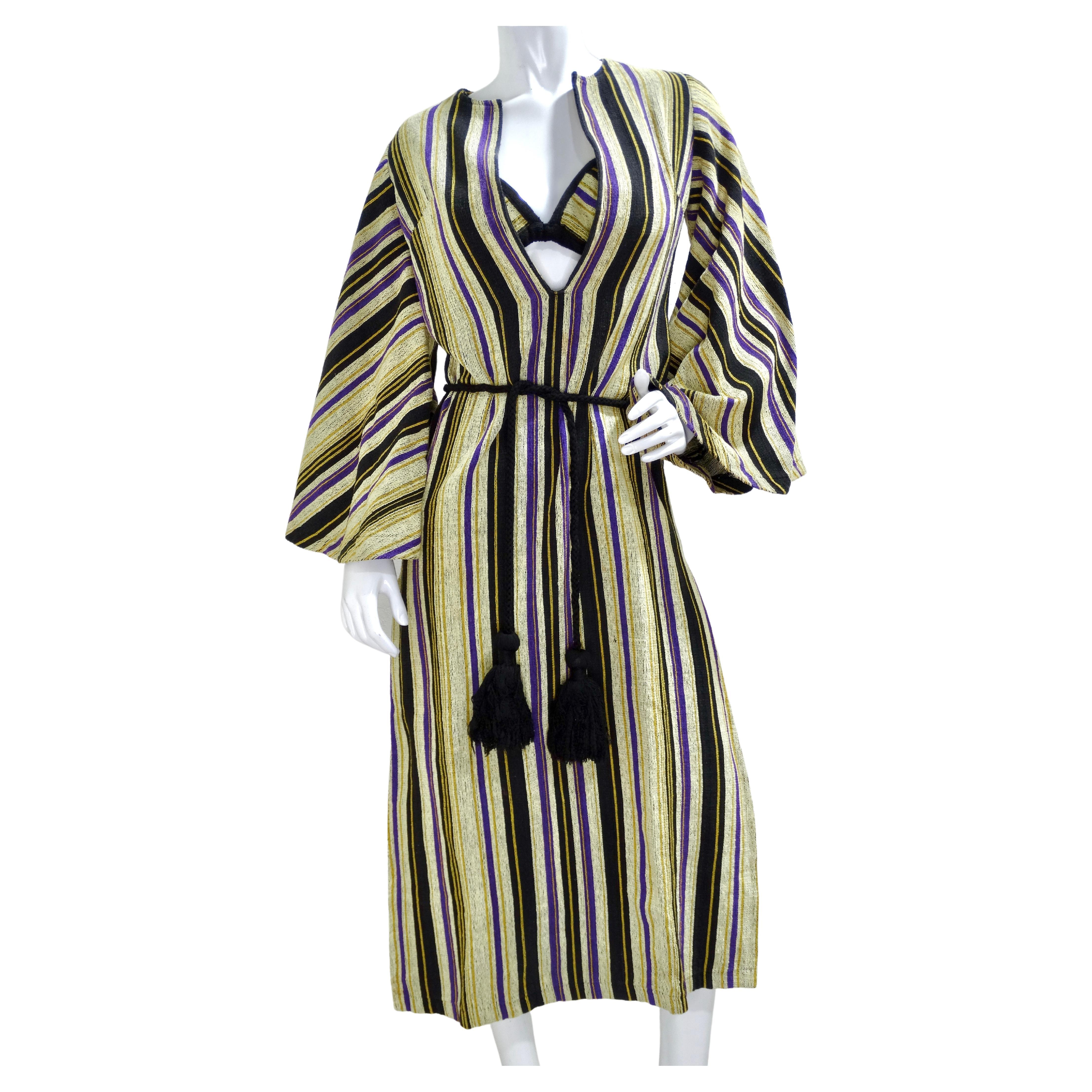 Rikma Angel Wing 1970's Striped Dress For Sale