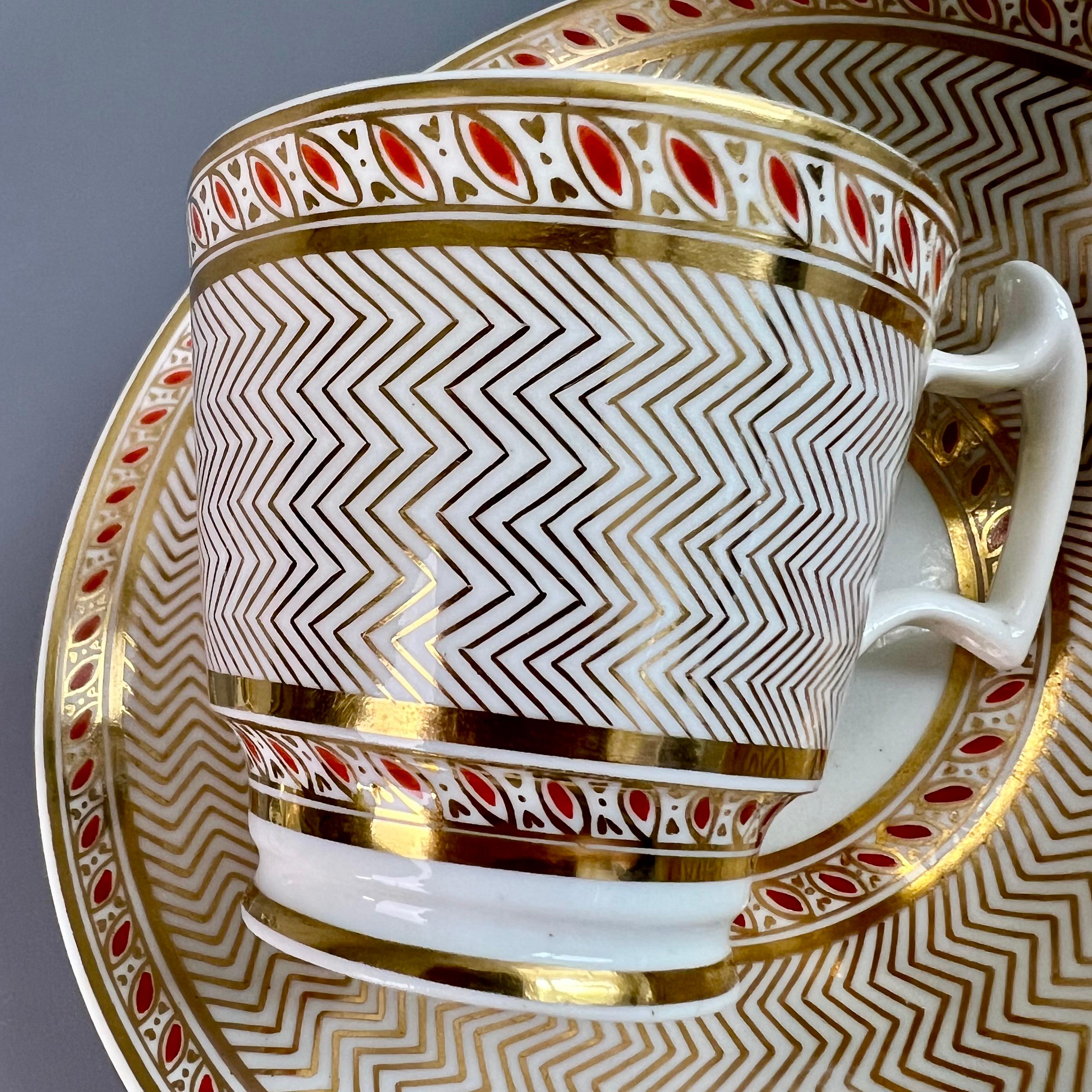 Riley Coffee Cup, Gilt Chevron Zigzag Pattern, Regency, circa 1815 For Sale 3