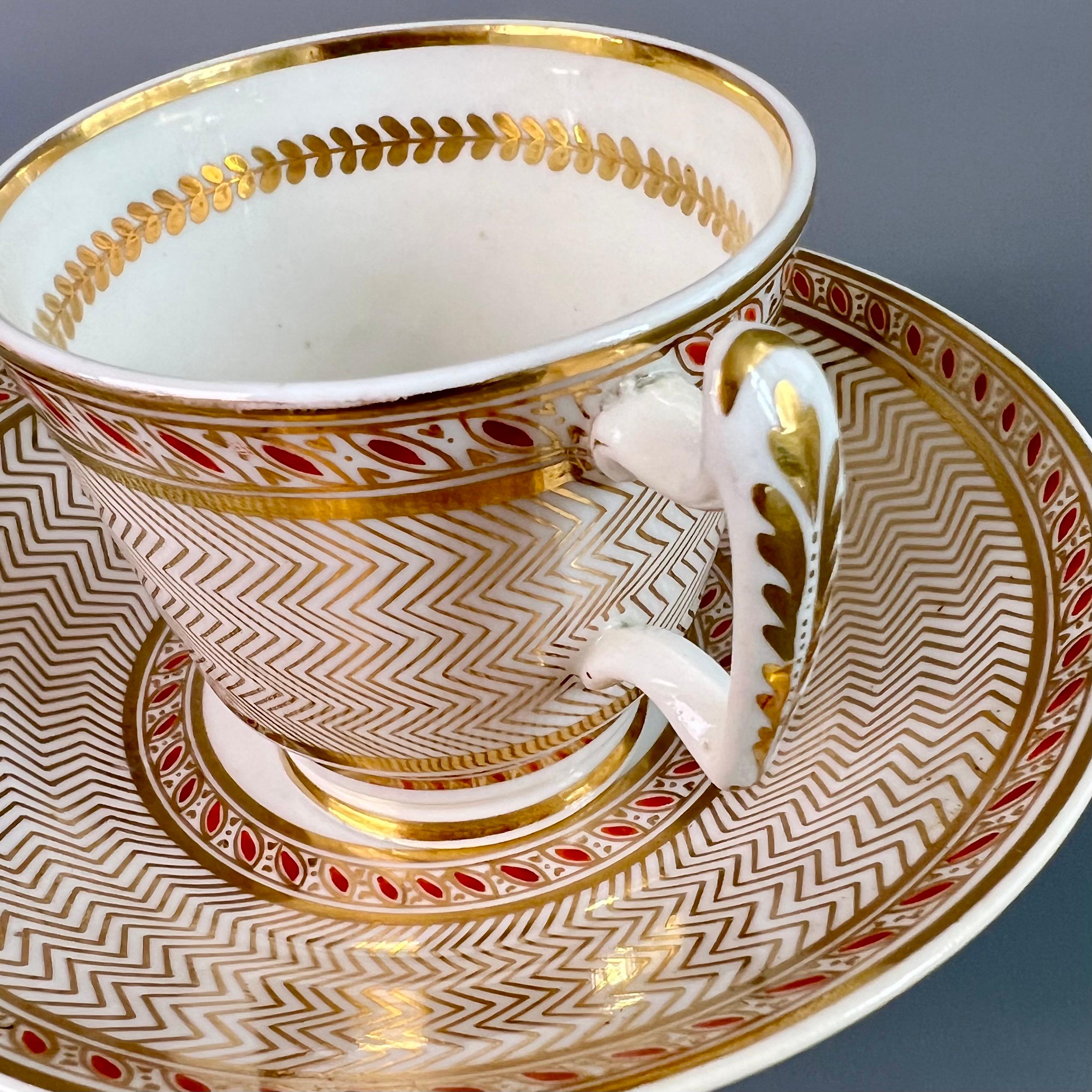 Riley Coffee Cup, Gilt Chevron Zigzag Pattern, Regency, circa 1815 For Sale 1