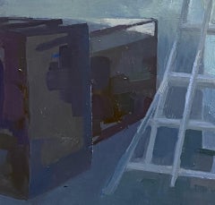 "Luz fría" (2023) de Riley Doyle, pintura original al óleo para interiores
