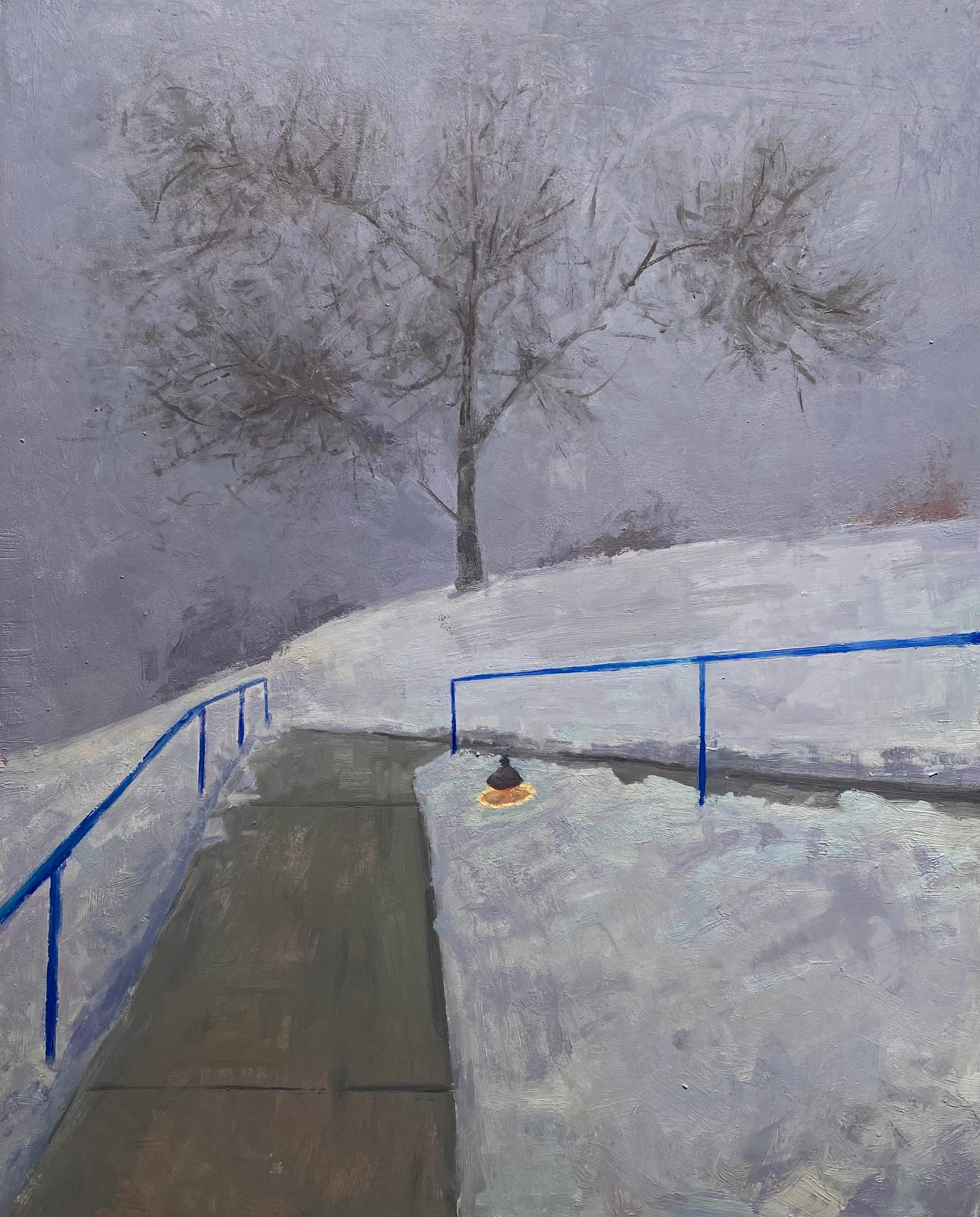 Riley Doyle's "Winter Storm" (2023) is an original, handmade oil painting that depicts a snowy landscape. This piece measures at 21 x 17 inches in it's frame and is ready to hang.




