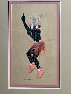 Corn Kachina, par Riley Sunrise, Quoyavema, Hopi, Kachina, Danseuse, peinture