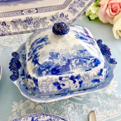 Riley Vegetable Tureen, Blue and White Transfer Cattle Scene, 1825