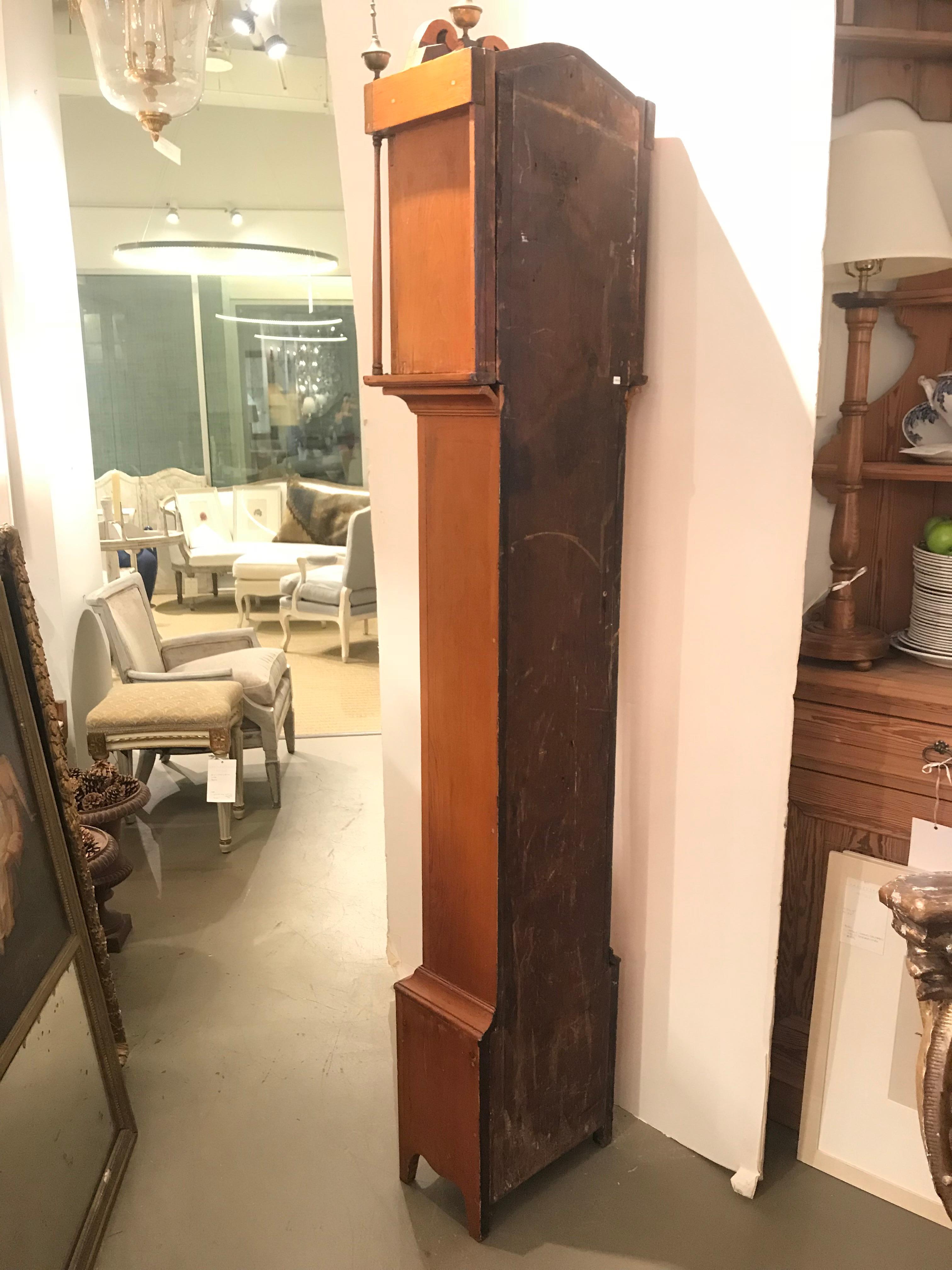 Riley Whiting Pine Tall Clock, circa 1818 In Good Condition For Sale In Boston, MA