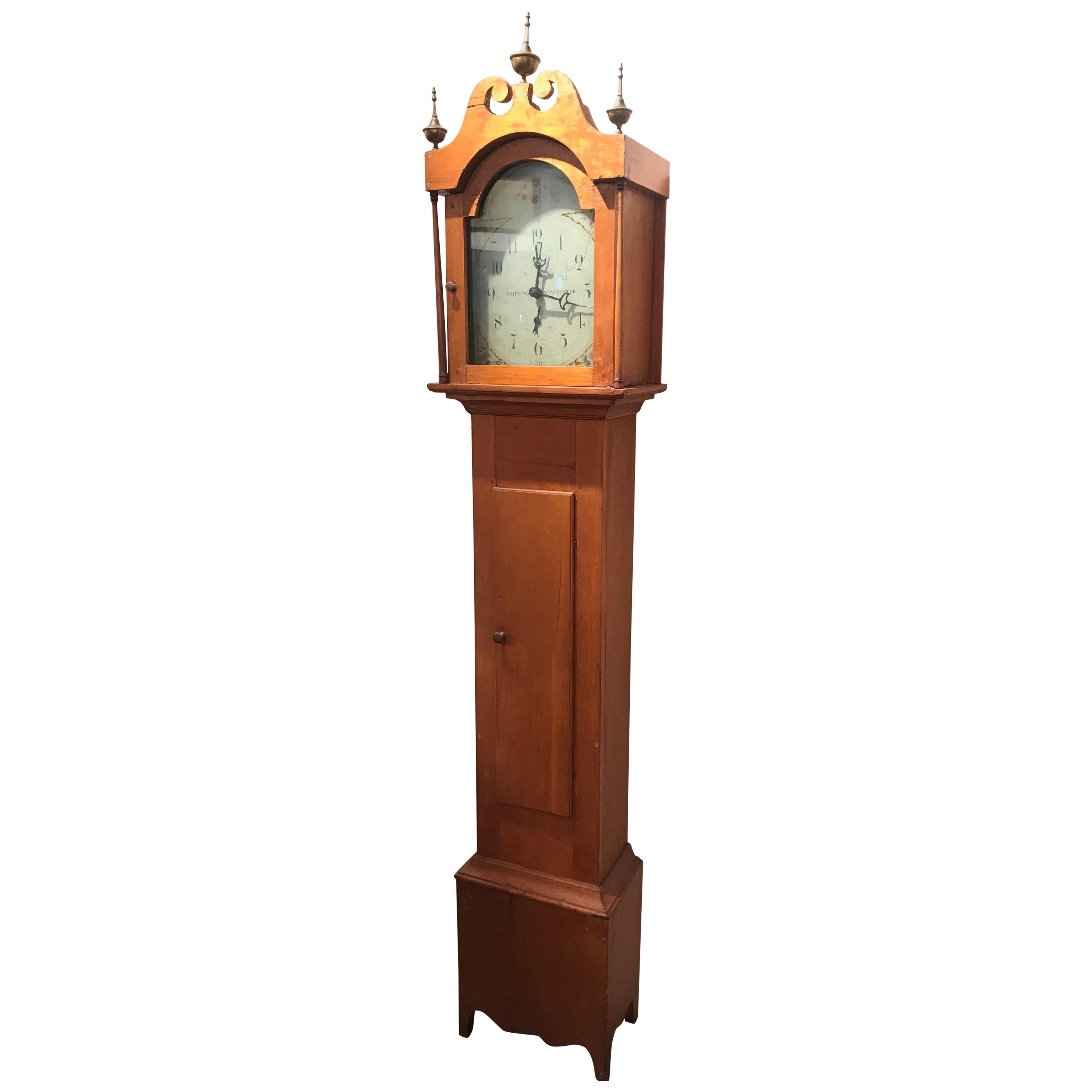 Riley Whiting Pine Tall Clock, circa 1818 For Sale