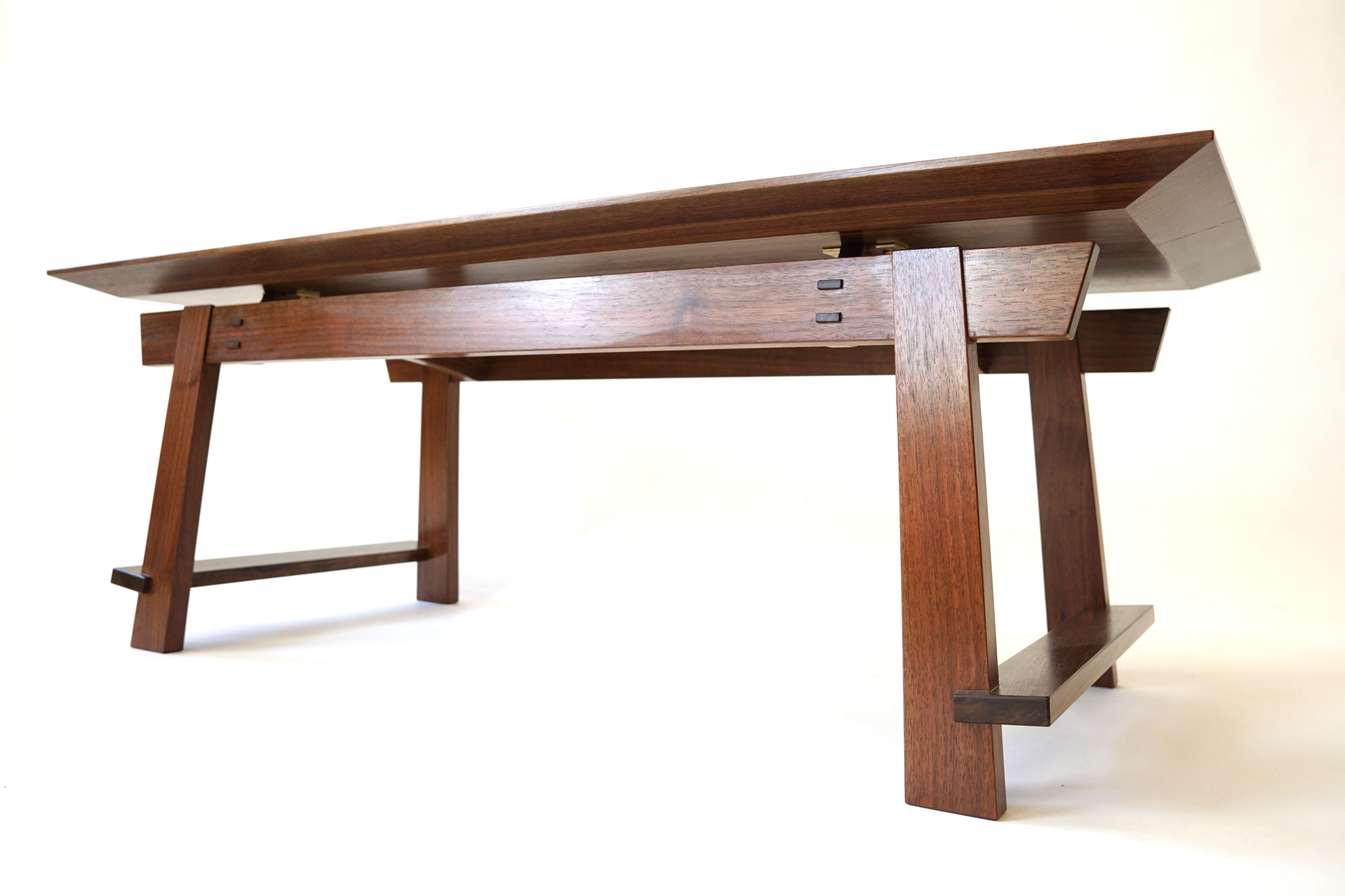 Rilley Coffee Table, Exposed Joinery, Handcrafted in Walnut For Sale 2