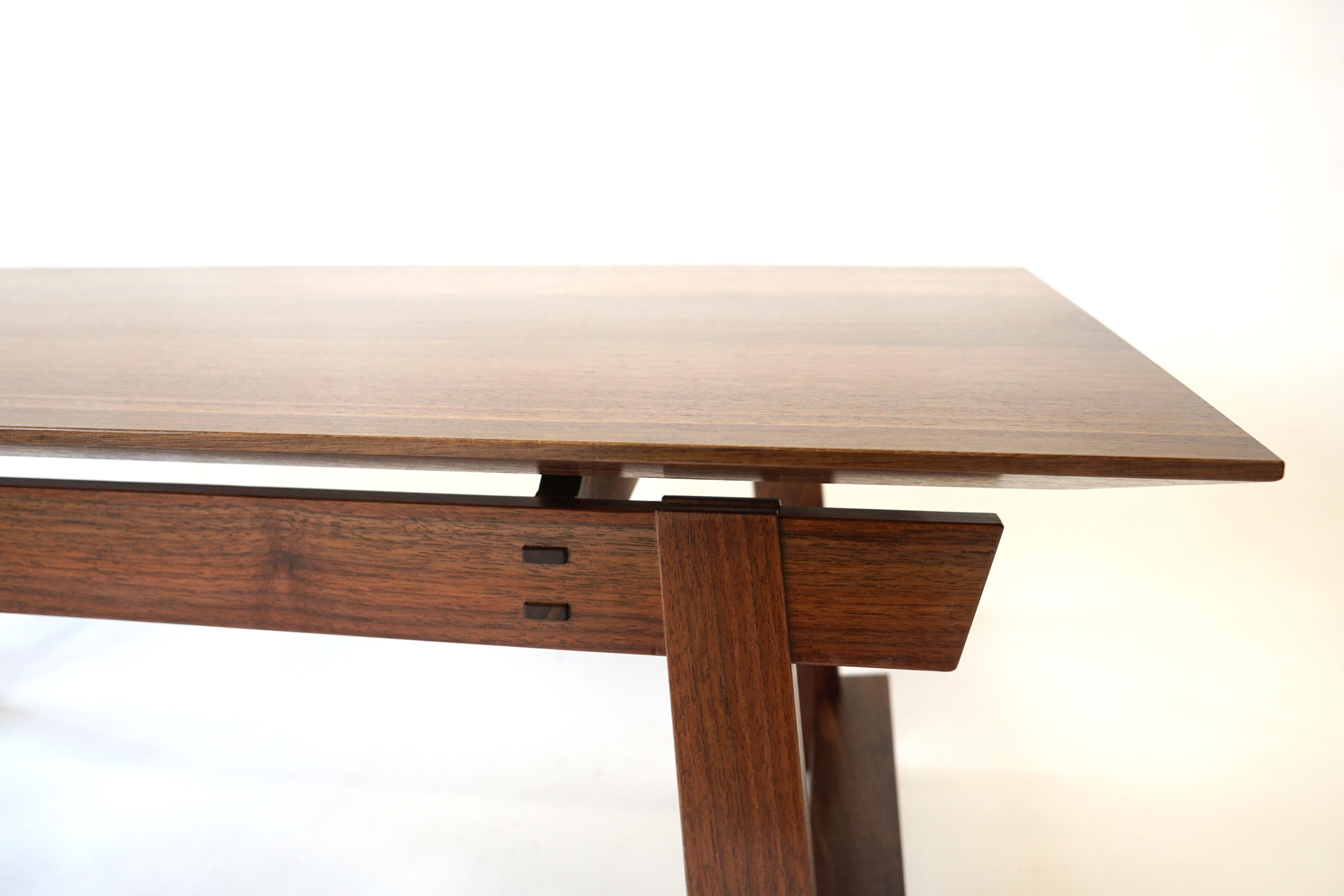 Organic Modern Rilley Coffee Table, Exposed Joinery, Handcrafted in Walnut For Sale