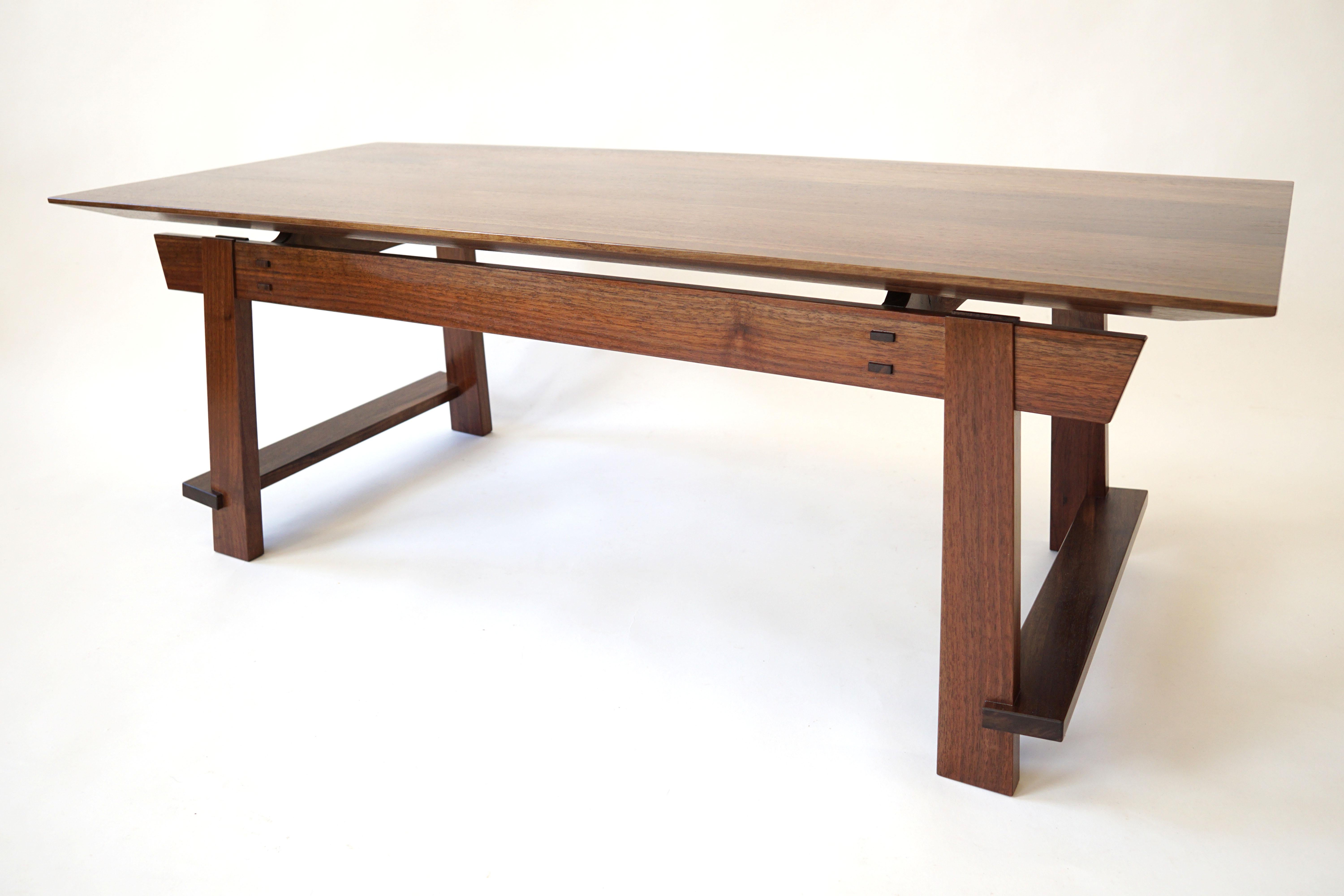 American Rilley Coffee Table, Exposed Joinery, Handcrafted in Walnut For Sale