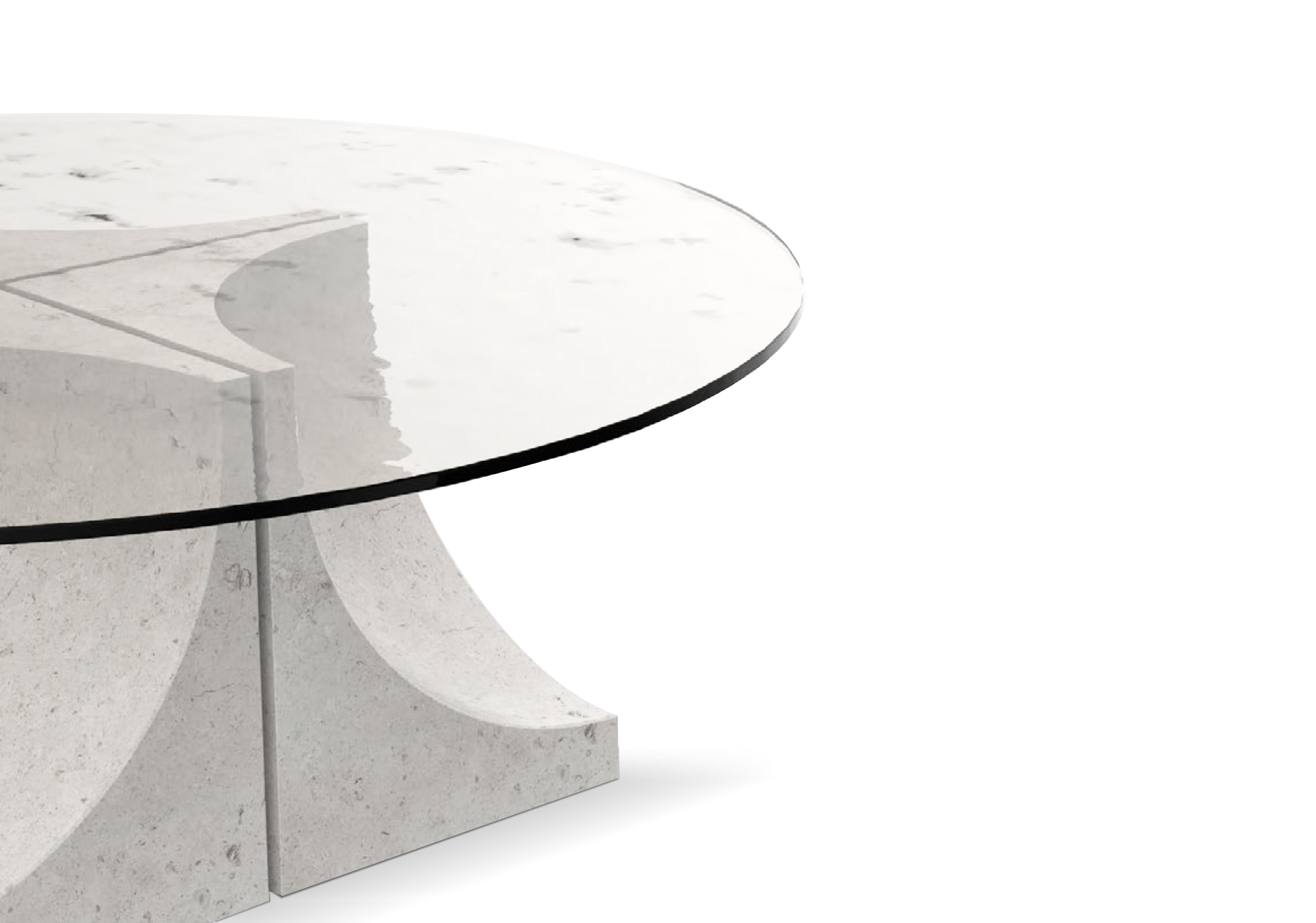 Contemporary Modern Edge Center Table (4 legs) in Marble & Glass by Collector Studio

Family of coffee tables, console and dining tables characterized by an architectural and sculptural base, combined with a glass top.

 
DIMENSIONS
Ø 80 cm  31”
H