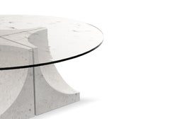 Contemporary Modern Edge Center Table in Marble & Glass by Collector Studio