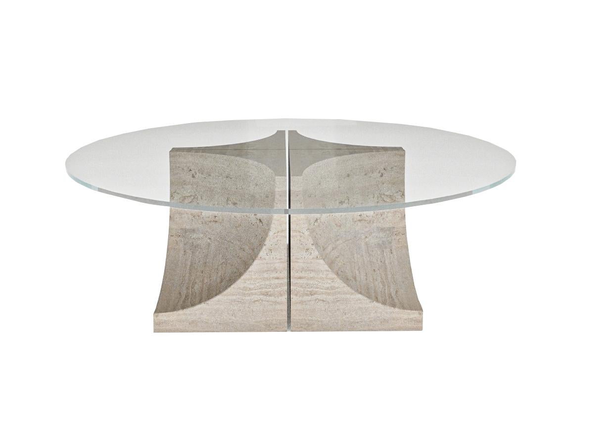 Portuguese Contemporary Modern Edge Center Table in Marble & Glass by Collector Studio For Sale