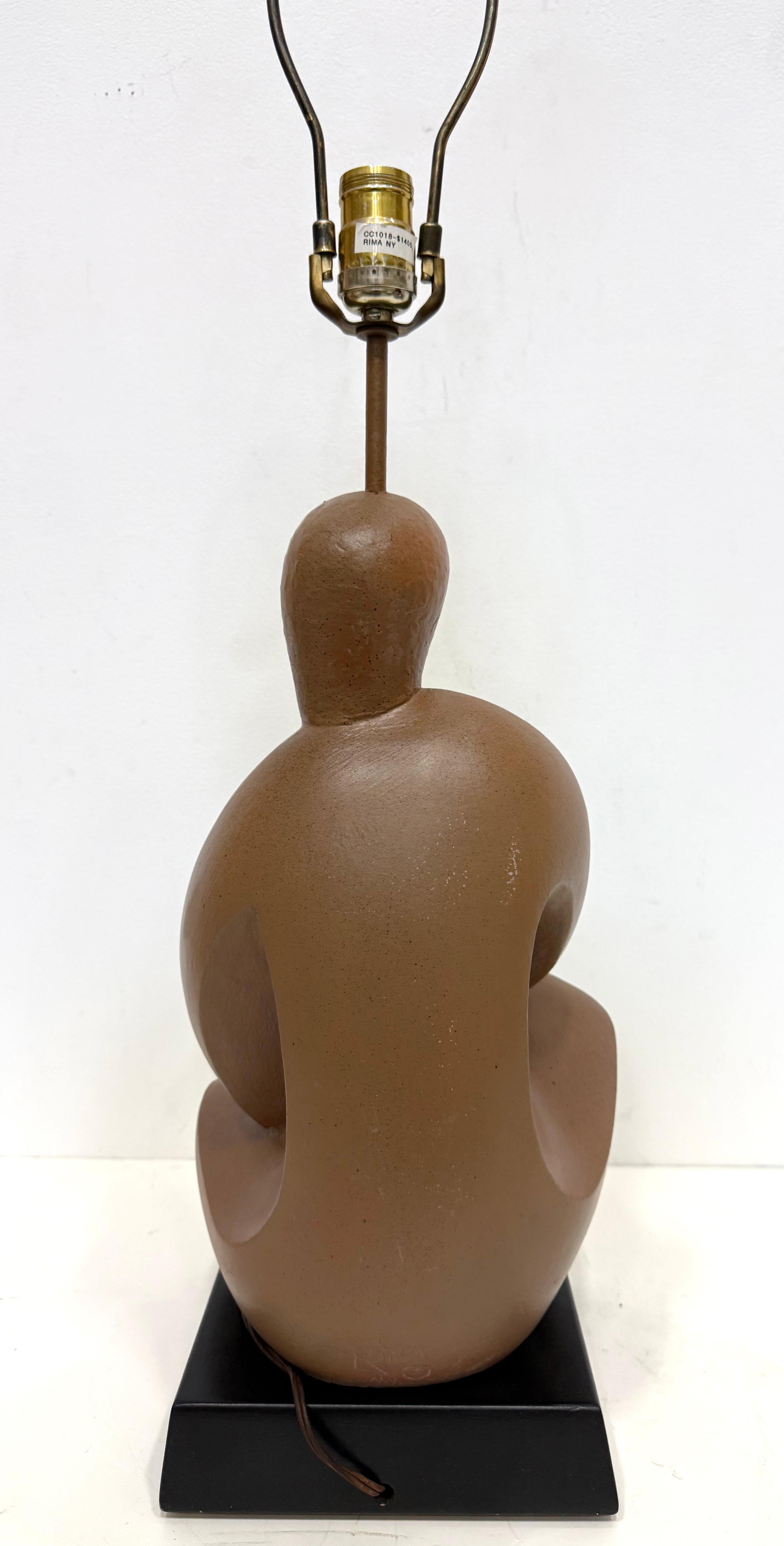 20th Century RIMA 1940s Cubist Abstract Plaster Musician Lamp, Henry Moore Influenced For Sale
