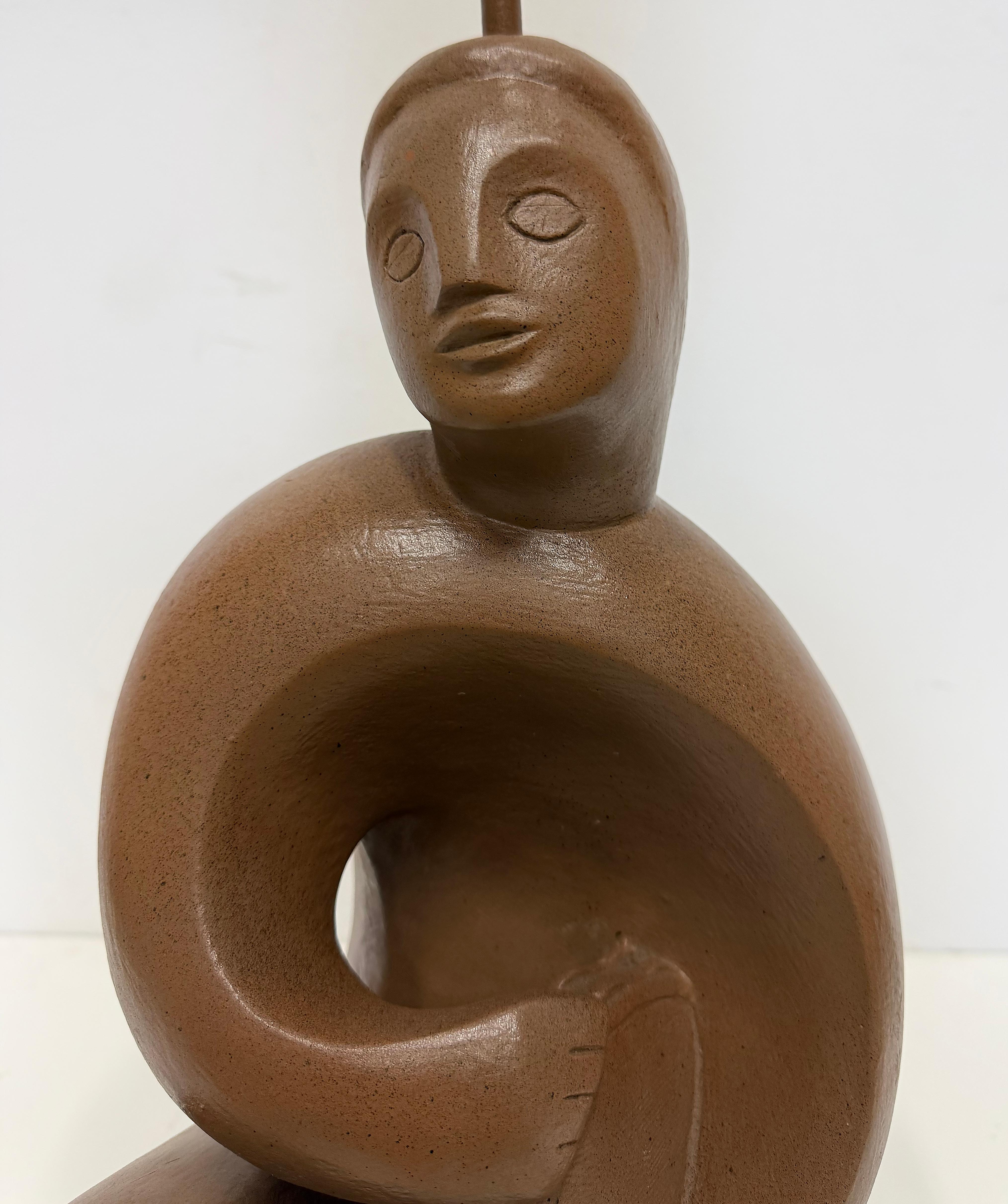 RIMA 1940s Cubist Abstract Plaster Musician Lamp, Henry Moore Influenced For Sale 2
