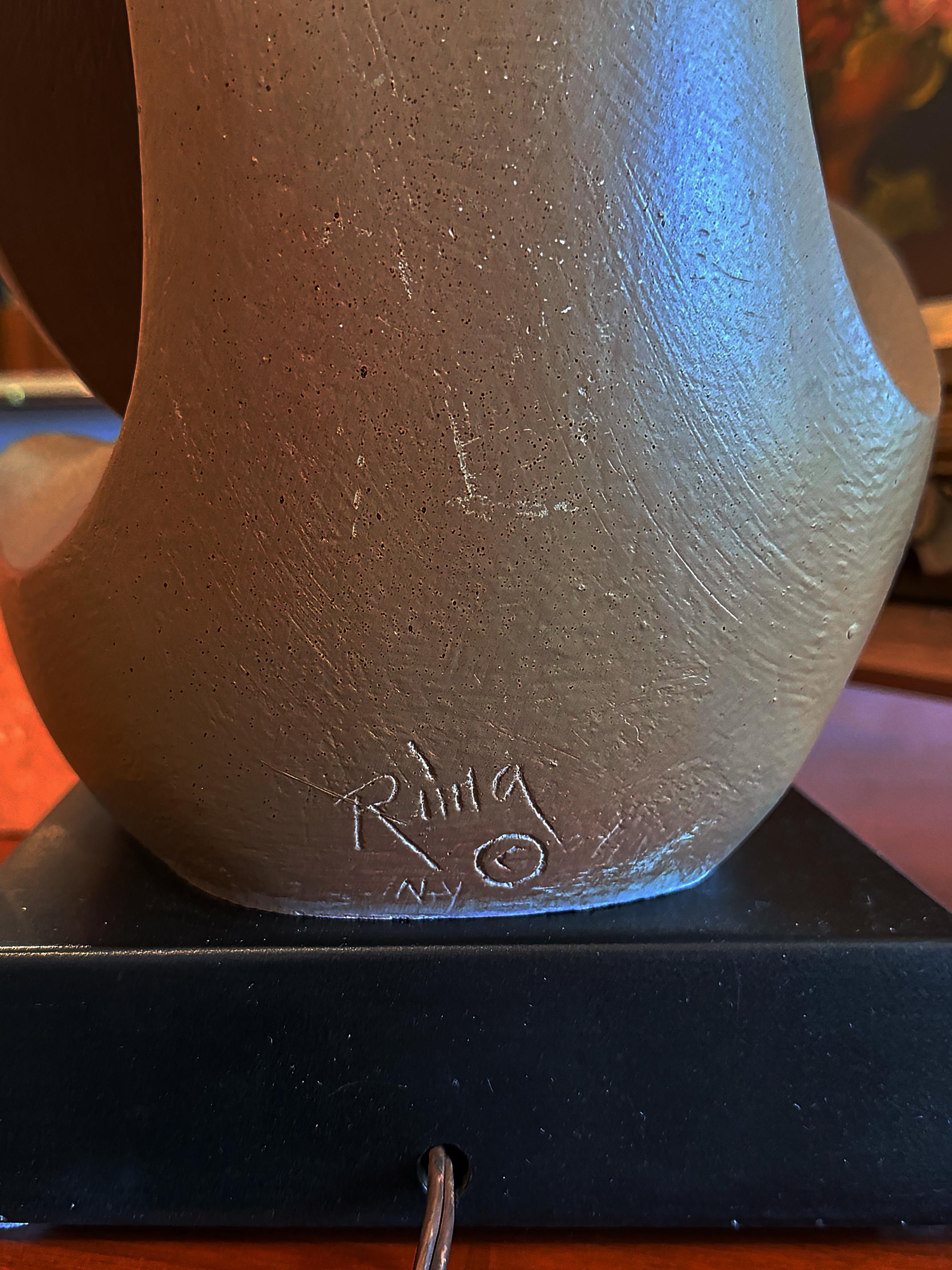 RIMA 1940s Cubist Abstract Plaster Musician Lamp, Henry Moore Influenced For Sale 3
