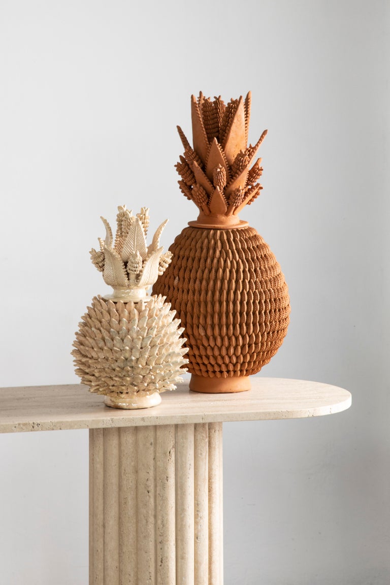 Rima Console Table in Travertine Marble, Made in Mexico by Peca For