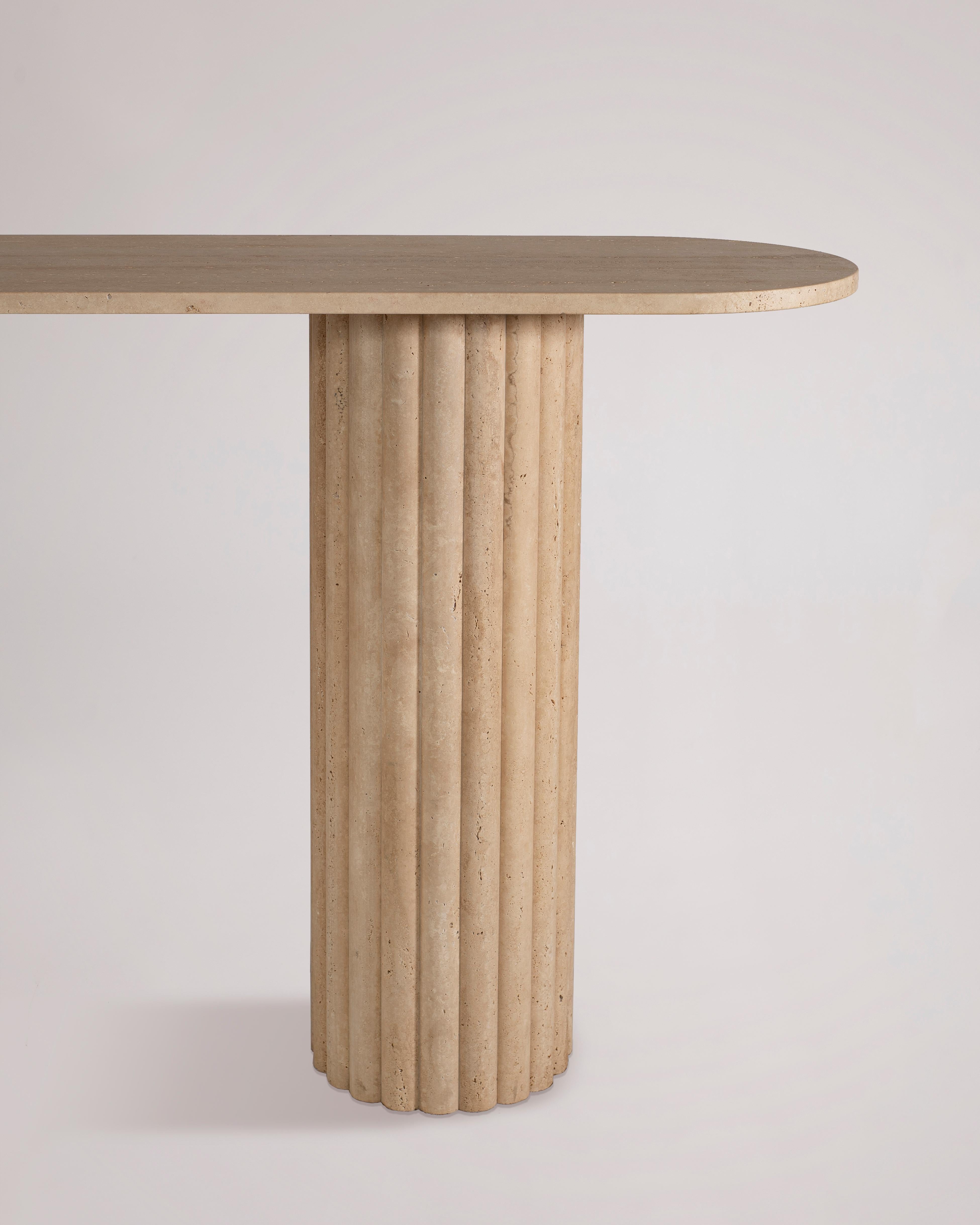 Minimalist RIMA Console, Tavertine Marble For Sale