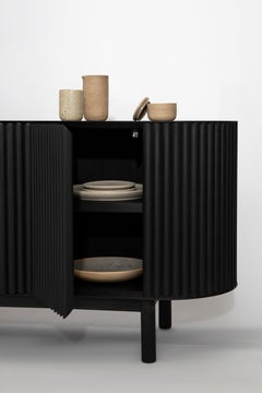 RIMA Credenza,  2.5M Solid Black Oakwood