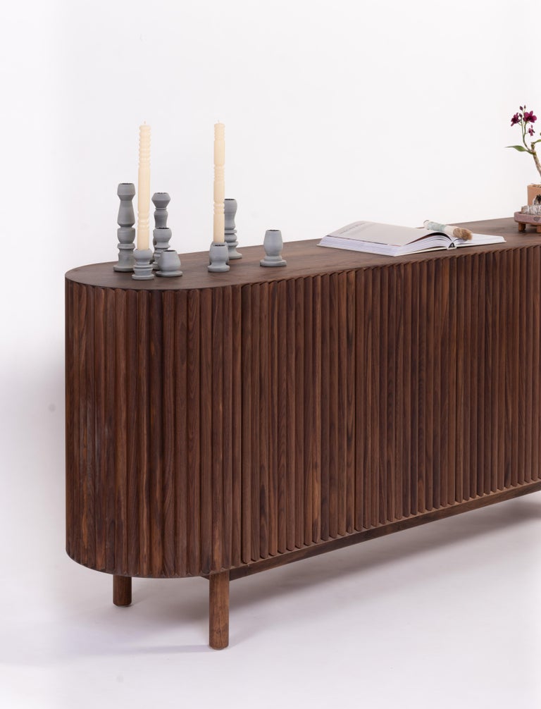 Turned RIMA Credenza, 2M Solid Walnut wood For Sale