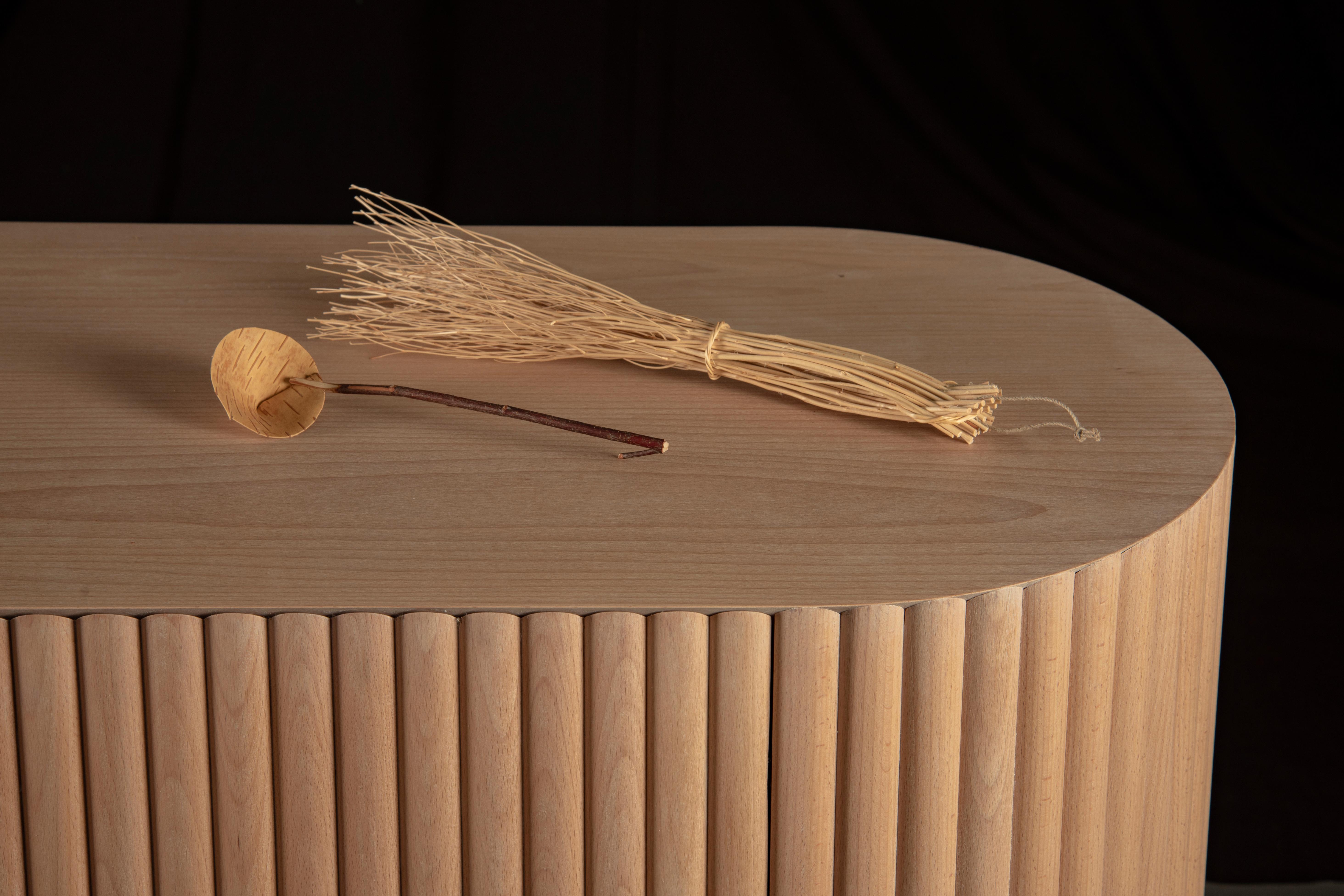 slatted credenza