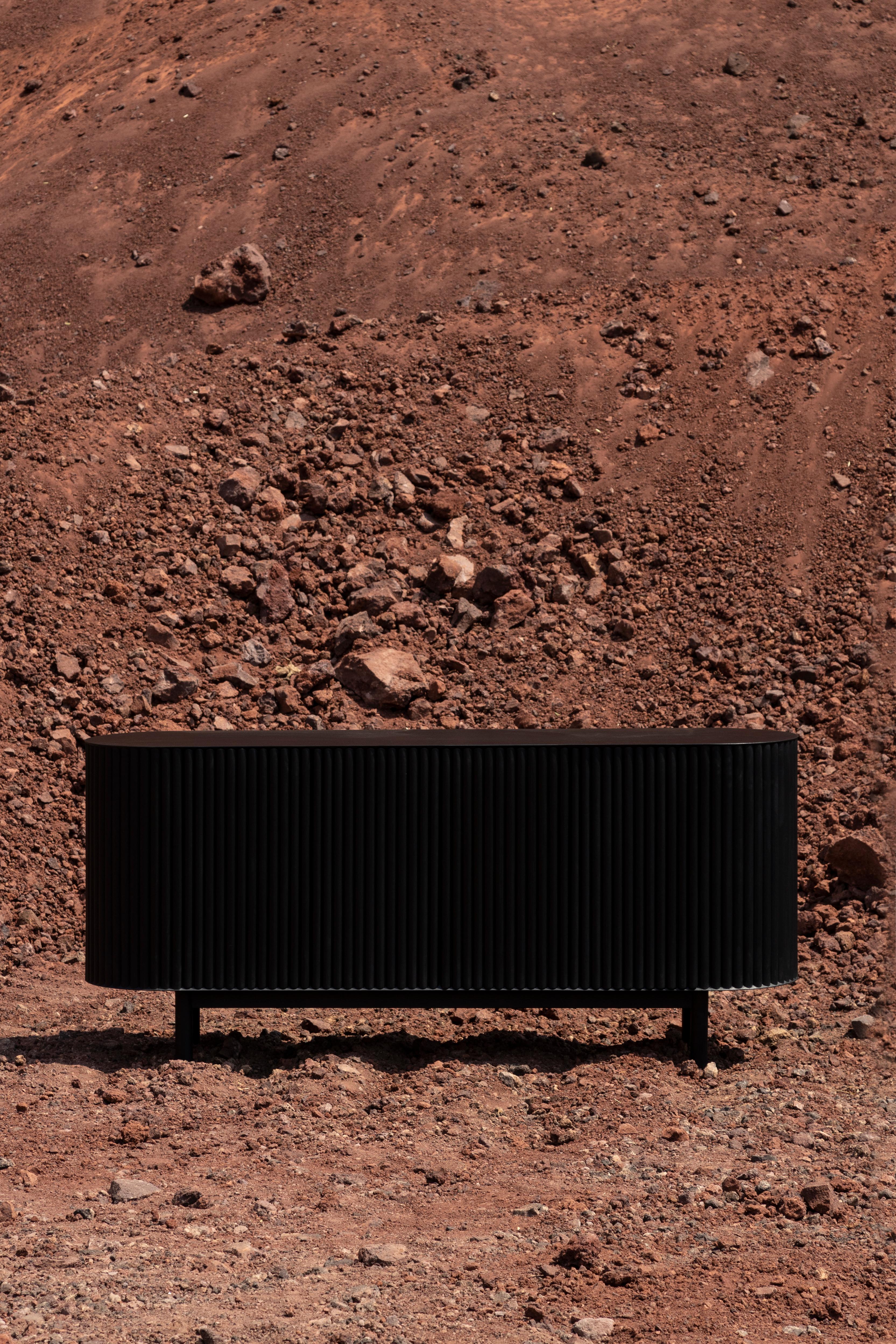 RIMA Credenza, Solid Black Finished Oak Wood For Sale 6
